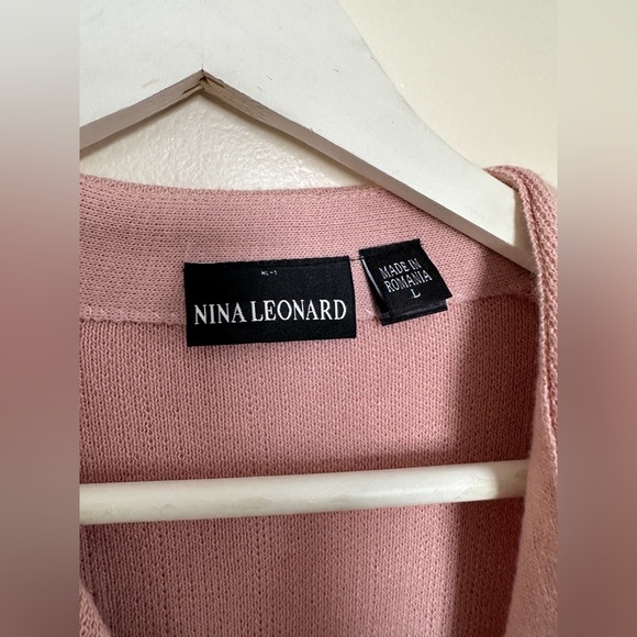 Nina Leonard - Blush Pink - Long Open Front Cardigan - Size: Large - Picture 3 of 8